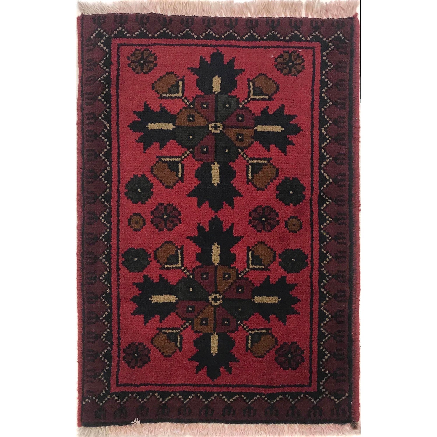 Cross-Axis Maroon Hearth Rug
