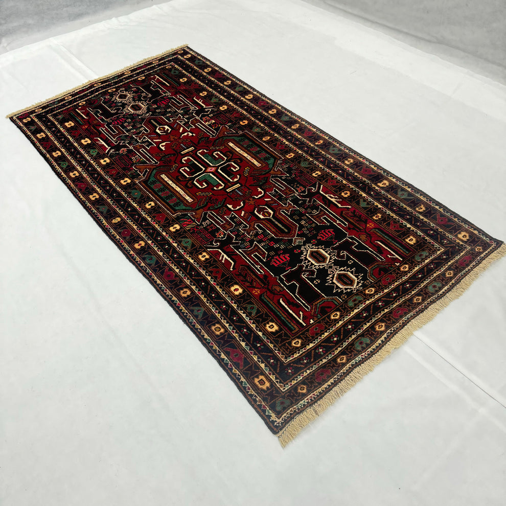 Classic Dark Crimson Tribal Geometric Mat