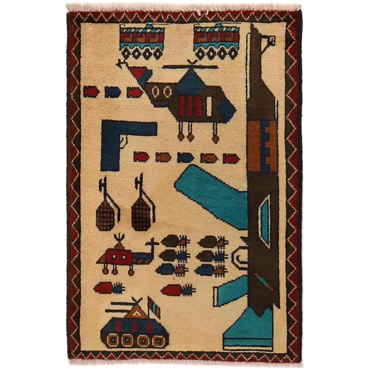 Turquoise Tribal Blockwork Carpet