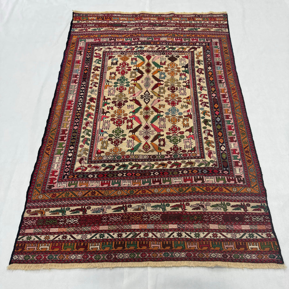 Diamond Lattice Crimson Kilim