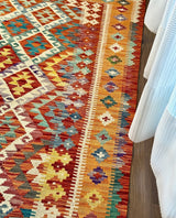 Bright Terracotta & Teal Flatweave kilim