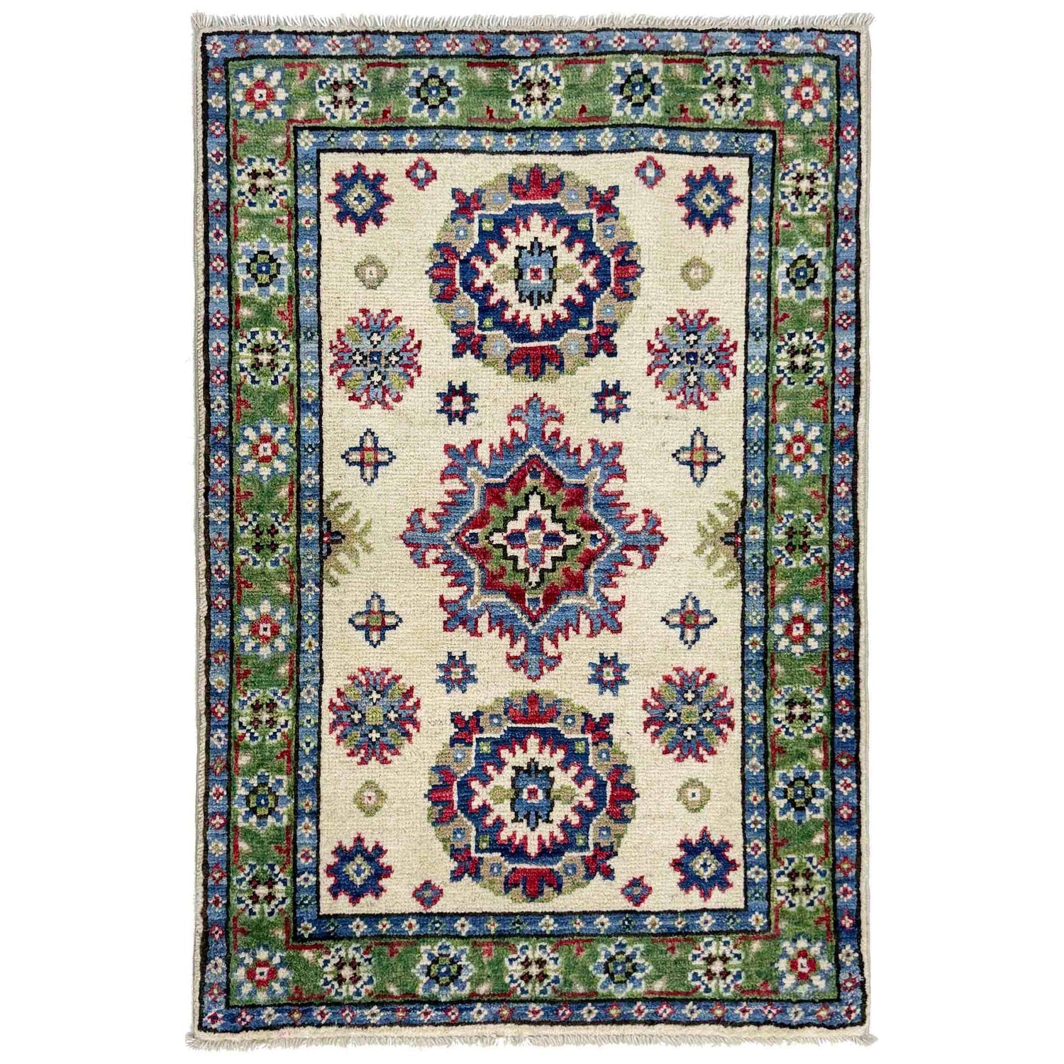 Sage-Bordered Botanical Living Rug