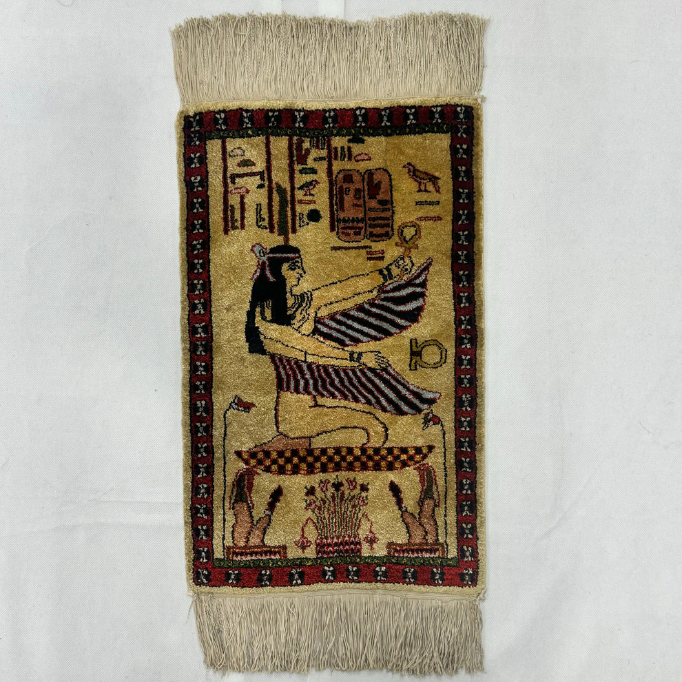 Egyptian Goddess Hand-Knotted Wool Wall Hanging