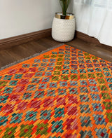 Earth-Toned Multicolor Flatweave Kilim