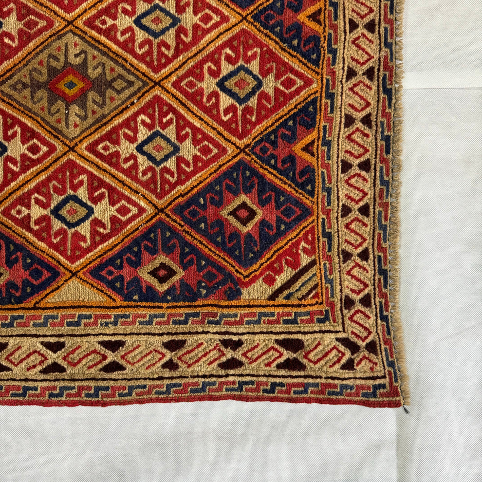Rustic Terracotta and Navy Tribal Geometric Mat