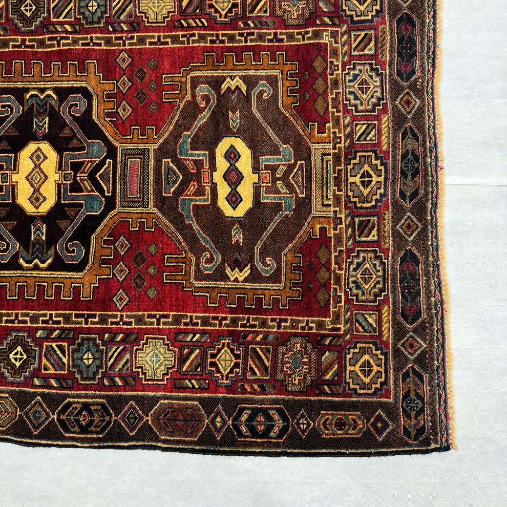 Persian Keshan Style Triple Medallion Rust Red Mat