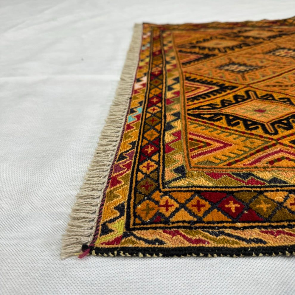 Antique Ochre Tribal Geometric Handmade Mat
