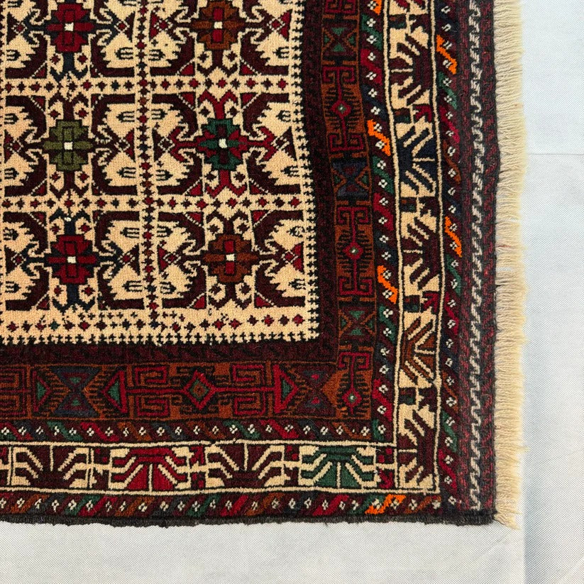 Antique Baluch Grid Compartment Rug
