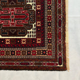 Baluchi Three-Medallion Geometric Bordered Mat