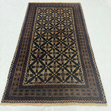 Nomadic Charcoal Tribal Geometric Grid Pattern Mat