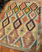 Geometric Diamond Grid Kilim