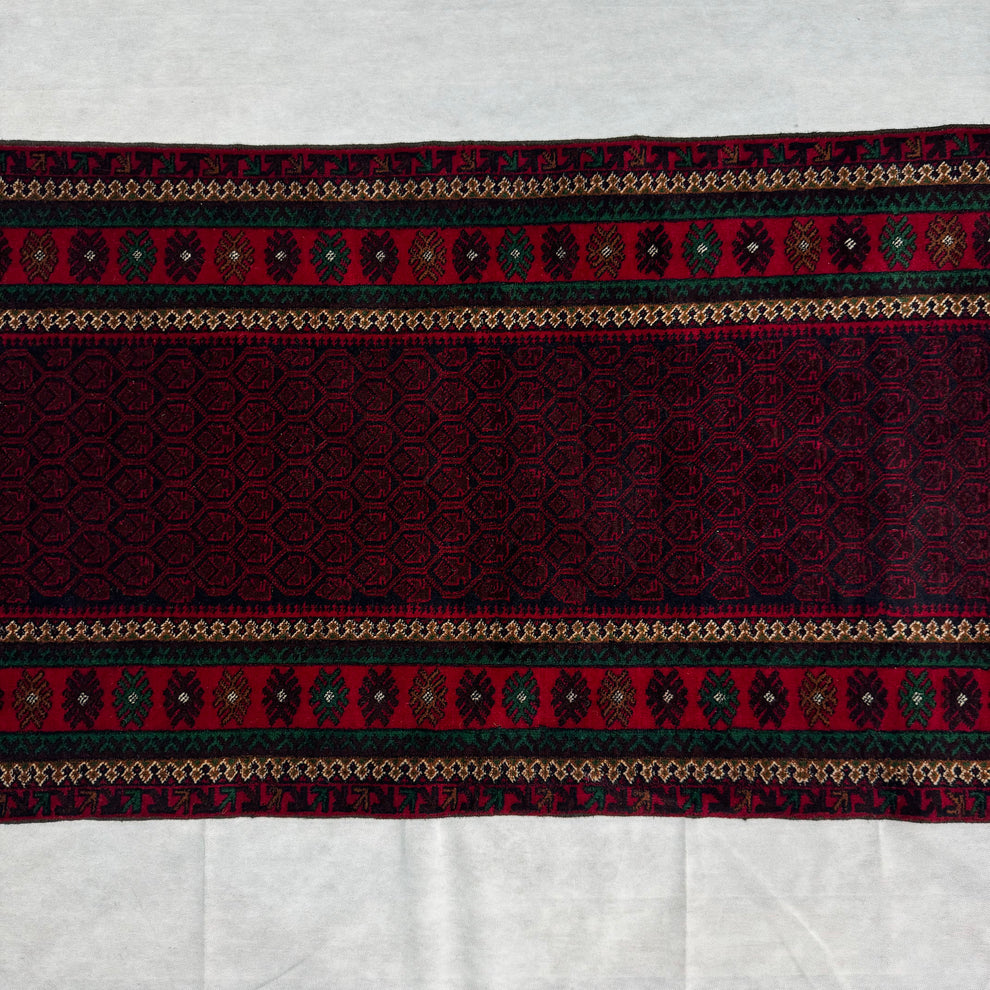 Deep Burgundy Baluchi Handmade Bordered Mat