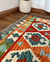Kazak Diamond Medallion Kilim
