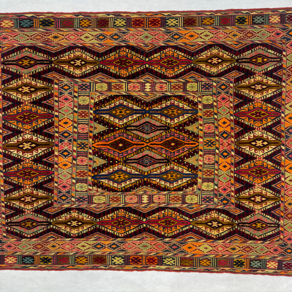 Classic Baluchi Geometric Repeat Motif Amber Mat