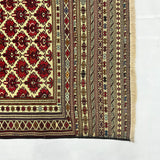 Neutral Cream Center Geometric Border Kilim