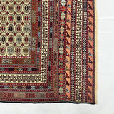 Mosaic Geometric Block Pattern Burgundy Kilim