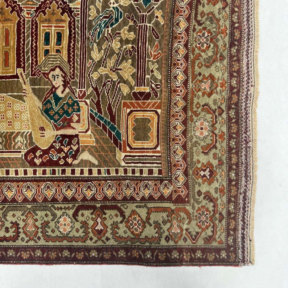 Vintage Earth-Tone Tribal Geometric Wool Mat