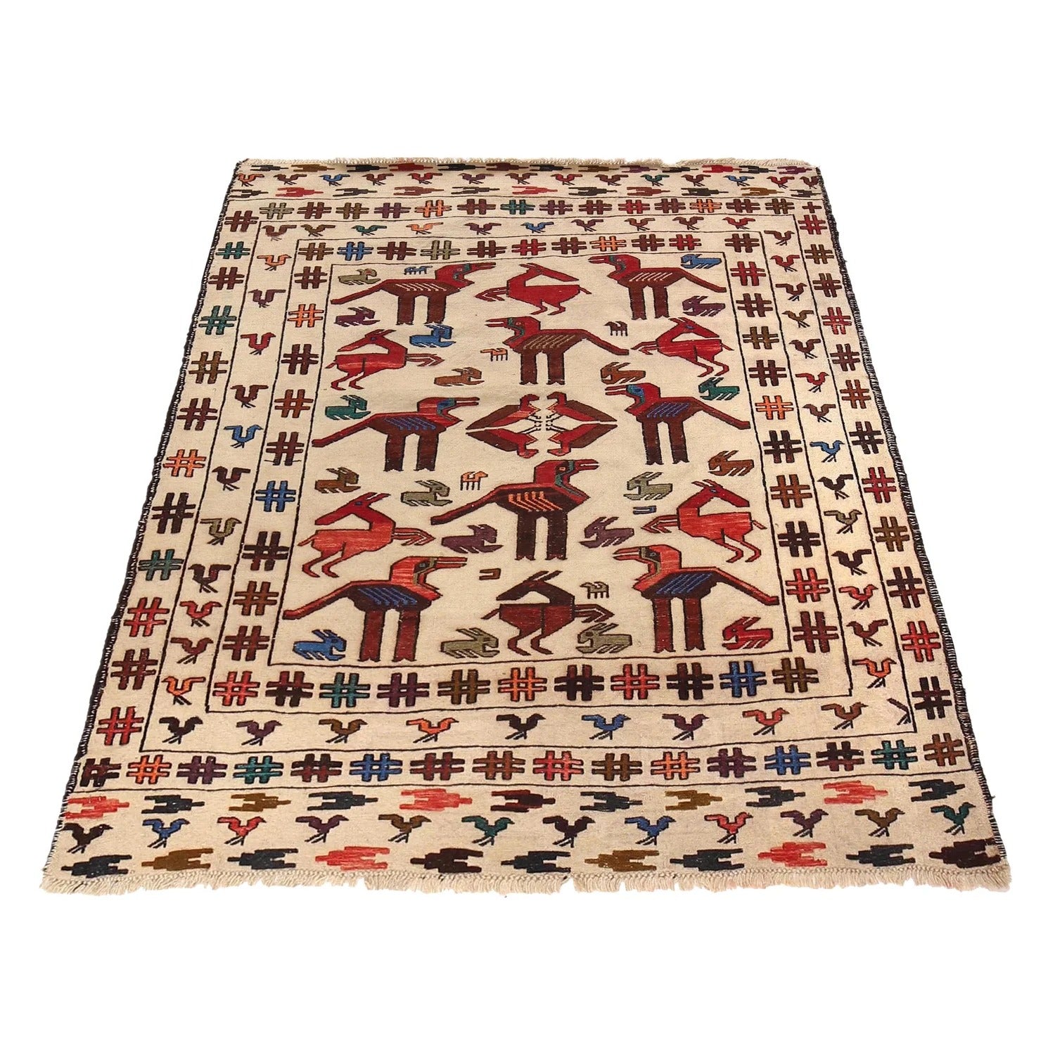 Pictorial Zoomorphic Animal Kilim