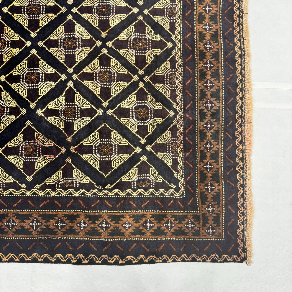 Nomadic Charcoal Tribal Geometric Grid Pattern Mat