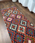 Geometric Lozenge Medallion Kilim Runner