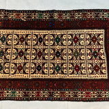 Antique Baluch Grid Compartment Rug