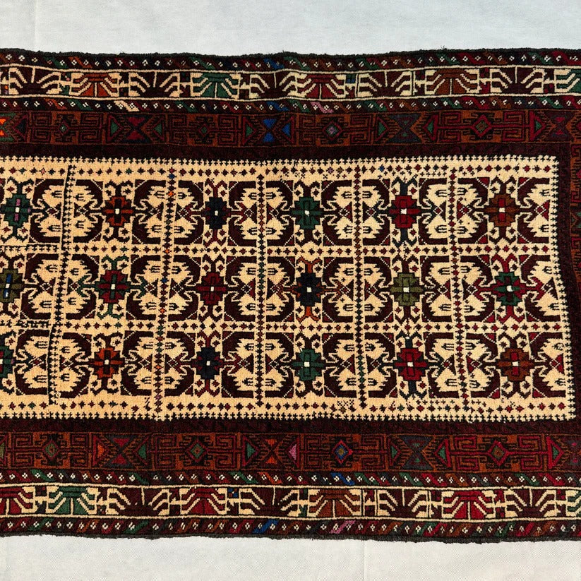 Antique Baluch Grid Compartment Rug