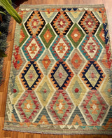 Geometric Diamond Grid Kilim