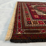 Baluchi Three-Medallion Geometric Bordered Mat
