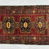 Persian Keshan Style Triple Medallion Rust Red Mat
