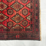 Bold Red and Charcoal Tribal Repeat Elephant Foot Gul Mat