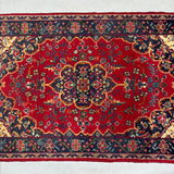 Persian Heriz Style Crimson Center Medallion Mat