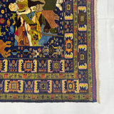 Shikargah Royal Indigo Hunting Scene Long Runner Mat