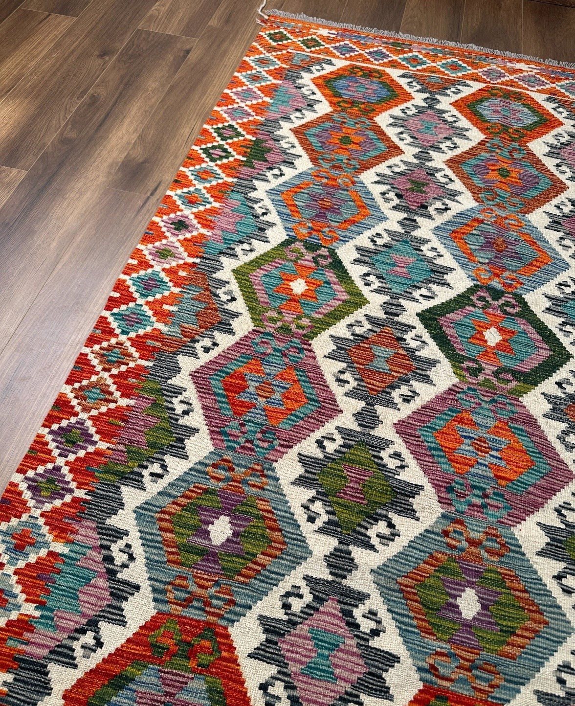 Kazak Hexagonal Lattice Kilim