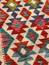Vibrant Multi-Toned Flatweave Accent Kilim