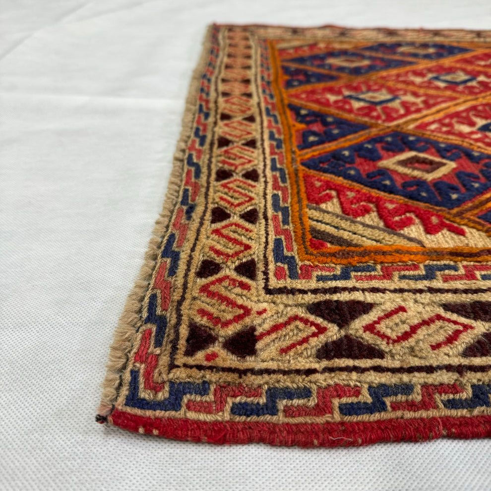 Rustic Terracotta and Navy Tribal Geometric Mat