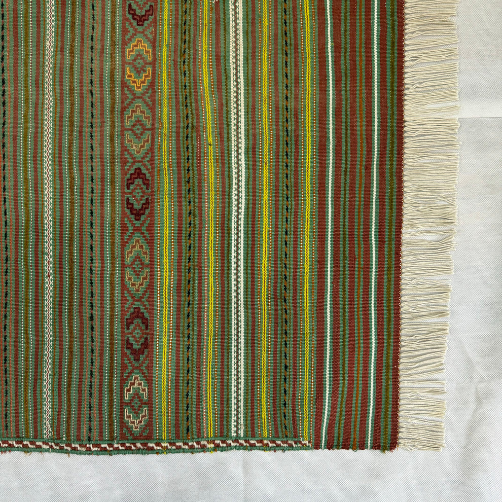 Sage Green Striped Flatweave Kilim