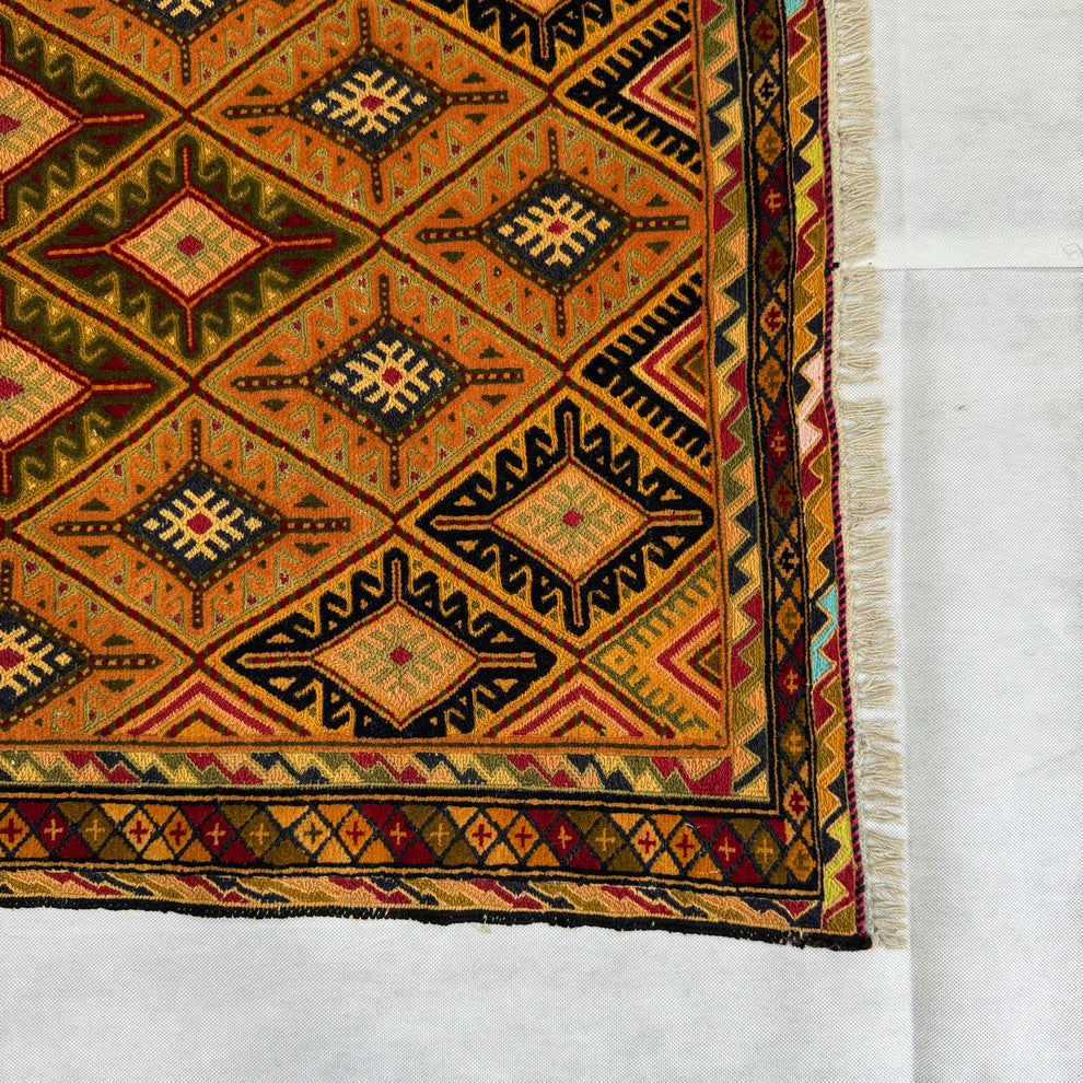 Antique Ochre Tribal Geometric Handmade Mat
