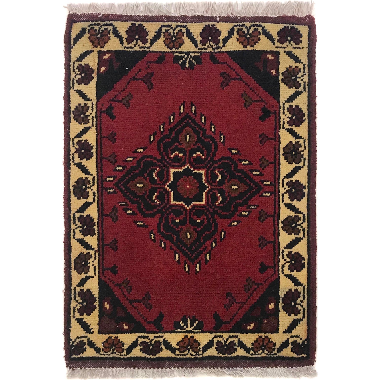 Gold-Fringed Cardinal Hearth Rug
