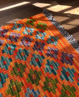 Earth-Toned Multicolor Flatweave Kilim