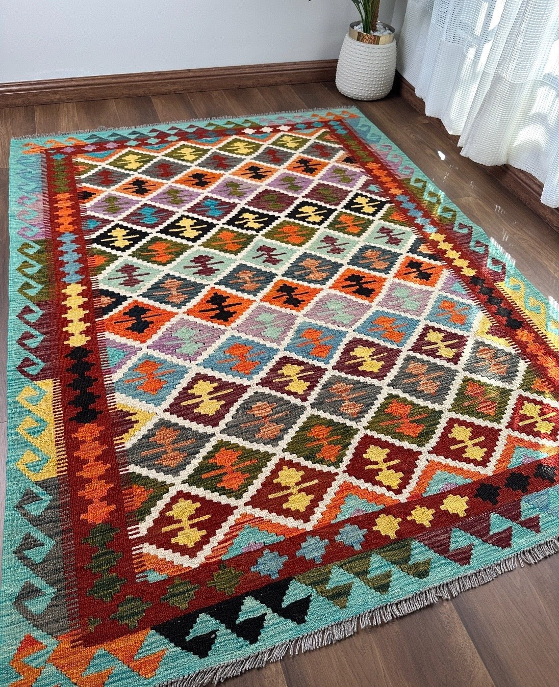 Harlequin Diamond Grid Kilim