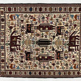 Traditional Neutral Beige Geometric Medallion Kilim
