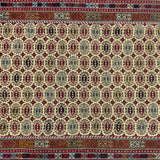 Mosaic Geometric Block Pattern Burgundy Kilim