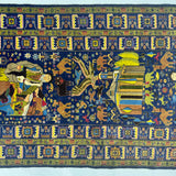 Shikargah Royal Indigo Hunting Scene Long Runner Mat