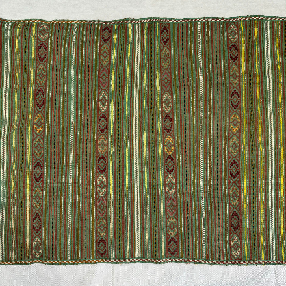 Sage Green Striped Flatweave Kilim