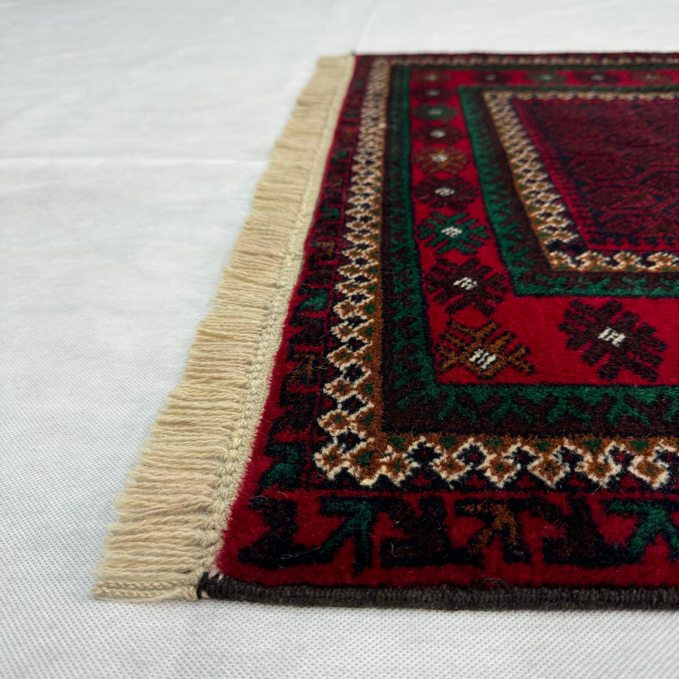 Deep Burgundy Baluchi Handmade Bordered Mat