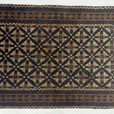 Nomadic Charcoal Tribal Geometric Grid Pattern Mat