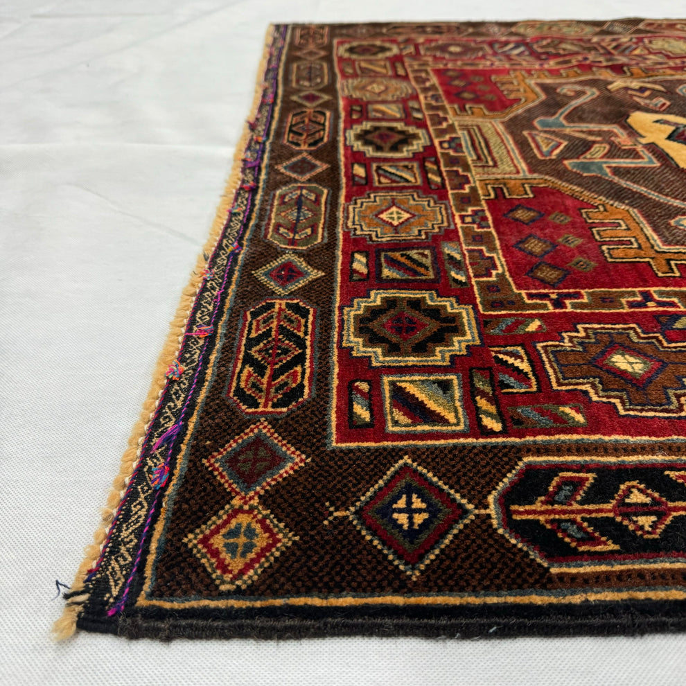 Persian Keshan Style Triple Medallion Rust Red Mat