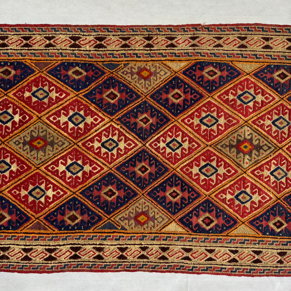 Rustic Terracotta and Navy Tribal Geometric Mat
