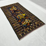 Shikargah Royal Indigo Hunting Scene Long Runner Mat