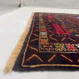Deep Navy Baluchi Handmade Stylized Floral Motif Mat